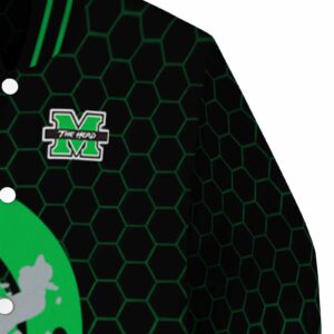 marshall thundering herd hexagonal pattern green black jacket premium grade