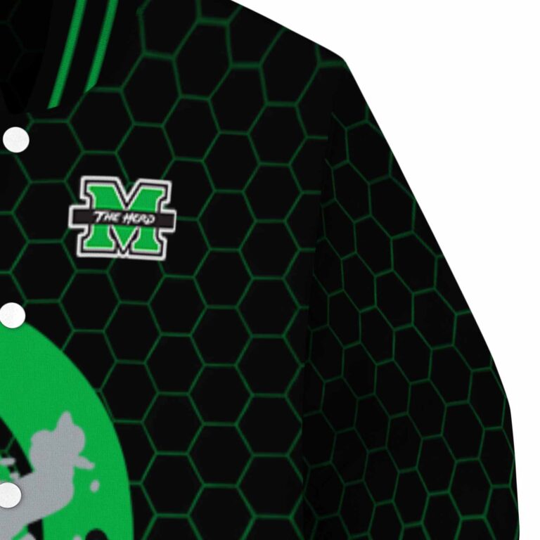 marshall thundering herd hexagonal pattern green black jacket premium grade