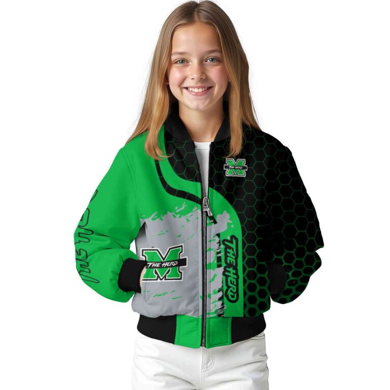 marshall thundering herd hexagonal pattern green black jacket top rated