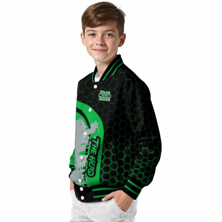 marshall thundering herd hexagonal pattern green black jacket trendy