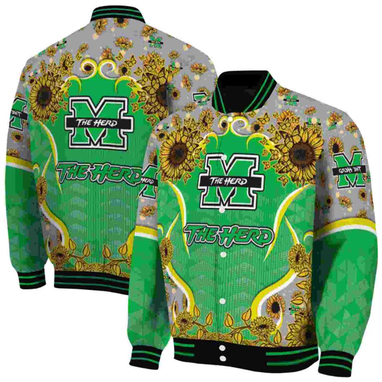 marshall thundering herd sunflower bloom green yellow jacket fashion forward