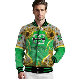 marshall thundering herd sunflower bloom green yellow jacket high quality