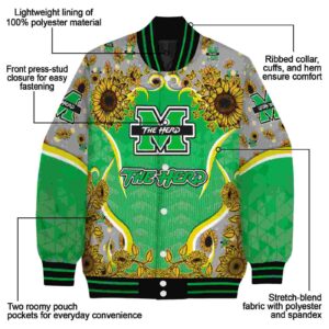 marshall thundering herd sunflower bloom green yellow jacket new arrival