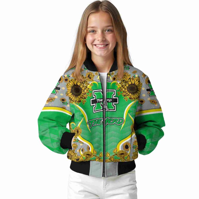 marshall thundering herd sunflower bloom green yellow jacket top rated