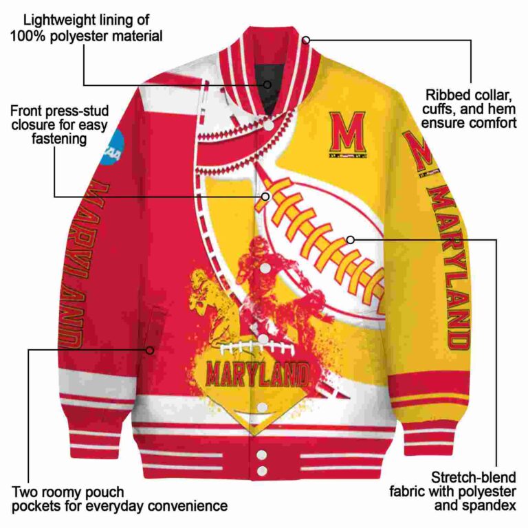 maryland terrapins baseball stitching gold white jacket new arrival