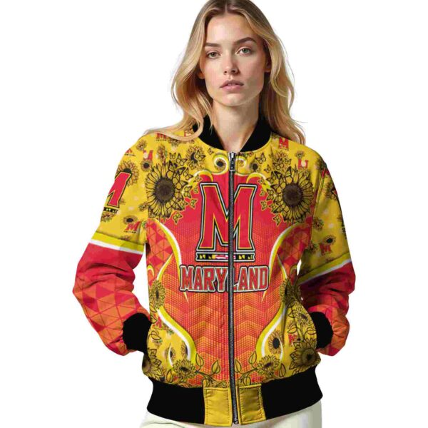maryland terrapins sunflower bloom red yellow jacket latest model