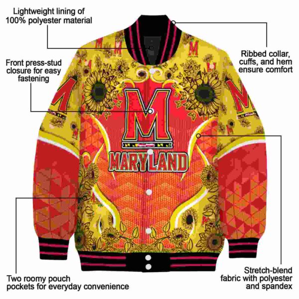 maryland terrapins sunflower bloom red yellow jacket new arrival