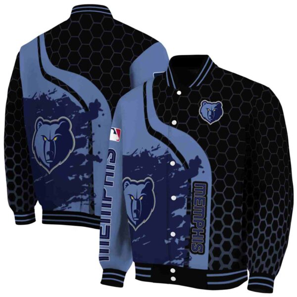 memphis grizzlies hexagonal pattern blue black jacket fashion forward