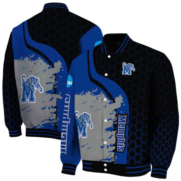 memphis tigers hexagonal pattern blue black jacket fashion forward