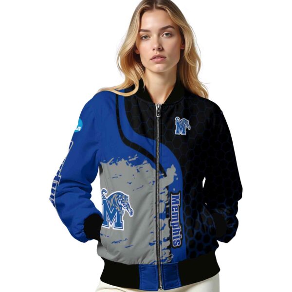 memphis tigers hexagonal pattern blue black jacket latest model