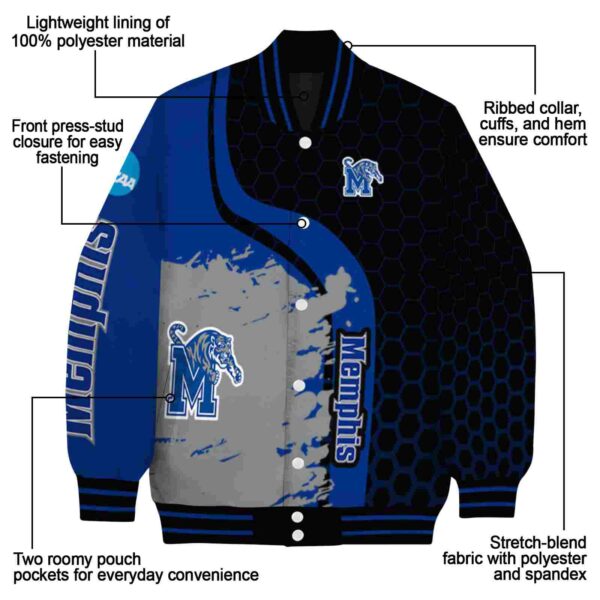 memphis tigers hexagonal pattern blue black jacket new arrival