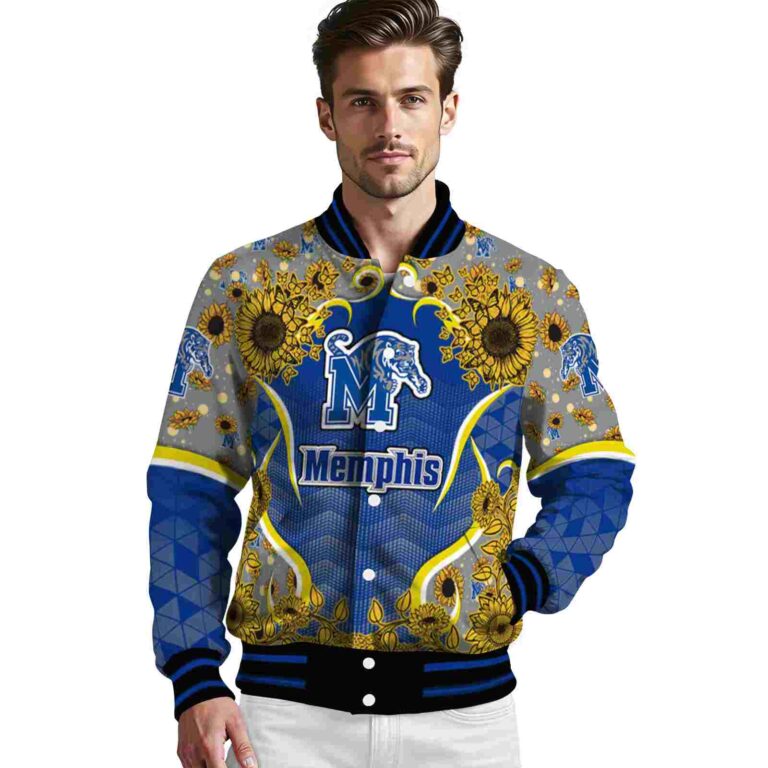 memphis tigers sunflower bloom blue yellow jacket high quality