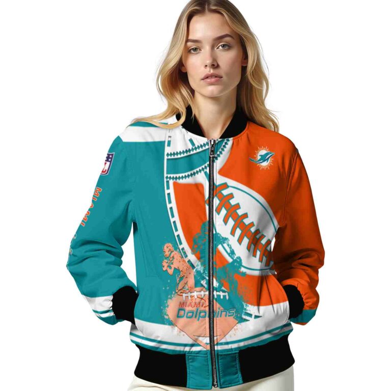 miami dolphins baseball stitching orange white jacket latest model