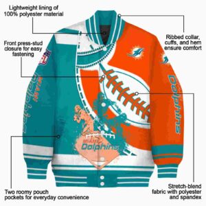 miami dolphins baseball stitching orange white jacket new arrival