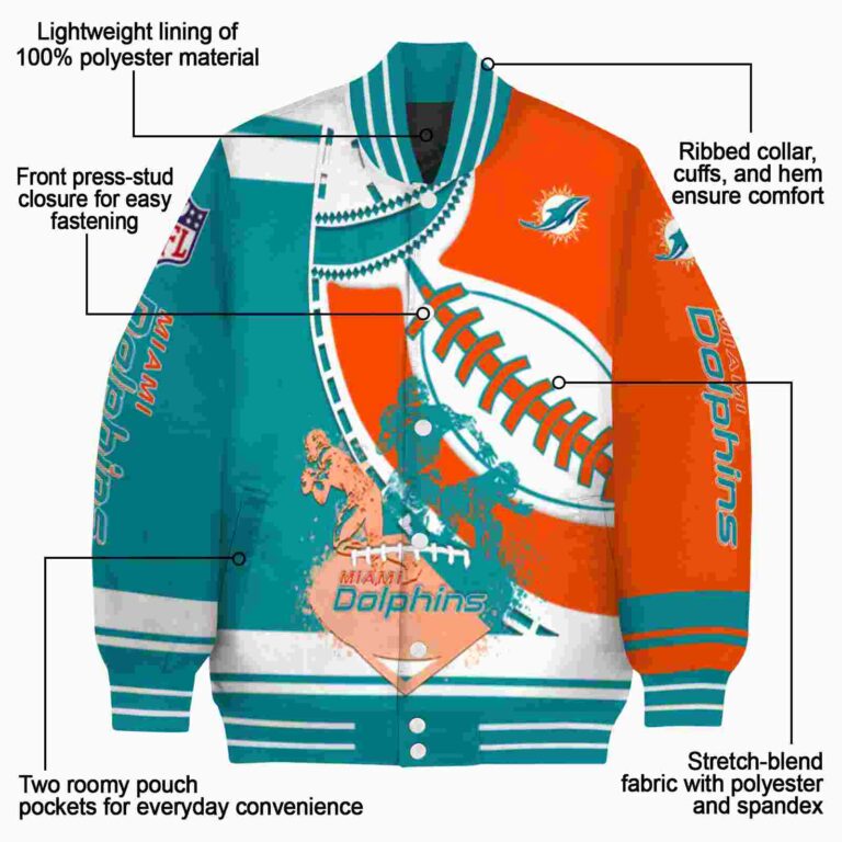 miami dolphins baseball stitching orange white jacket new arrival
