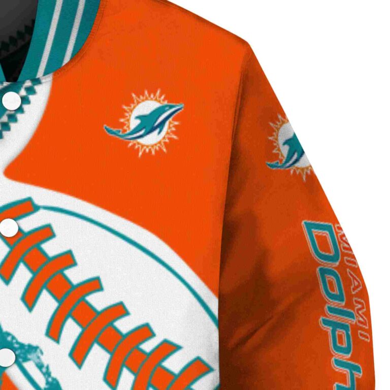 miami dolphins baseball stitching orange white jacket premium grade
