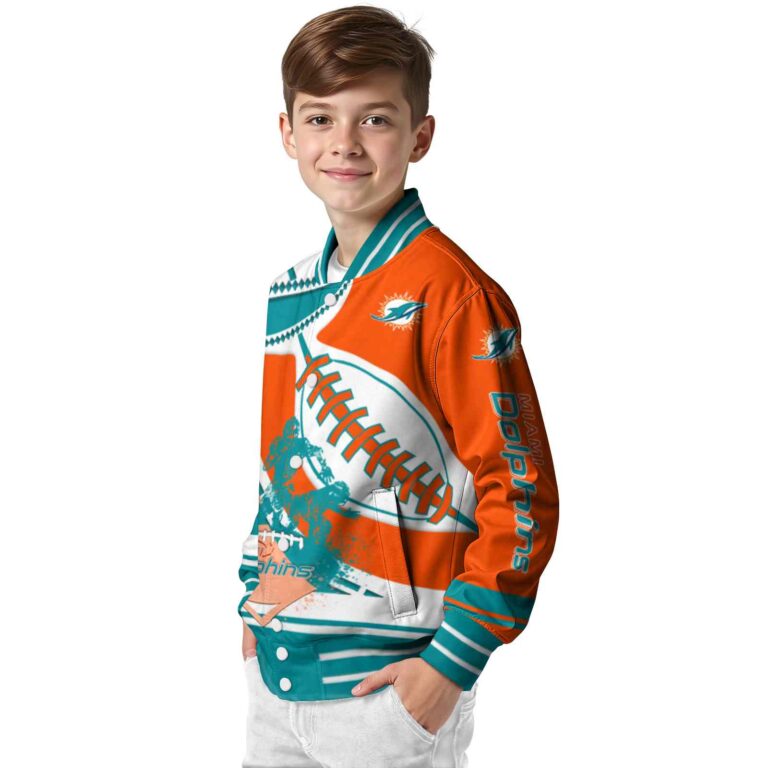 miami dolphins baseball stitching orange white jacket trendy