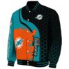 miami dolphins hexagonal pattern aqua black jacket best selling