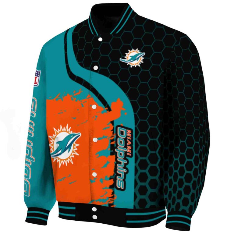 miami dolphins hexagonal pattern aqua black jacket best selling