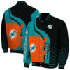 miami dolphins hexagonal pattern aqua black jacket fashion forward