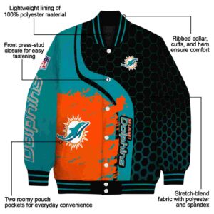miami dolphins hexagonal pattern aqua black jacket new arrival
