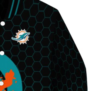 miami dolphins hexagonal pattern aqua black jacket premium grade