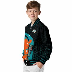 miami dolphins hexagonal pattern aqua black jacket trendy