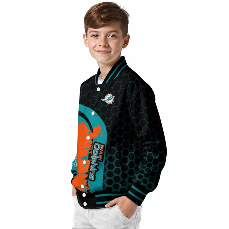 miami dolphins hexagonal pattern aqua black jacket trendy