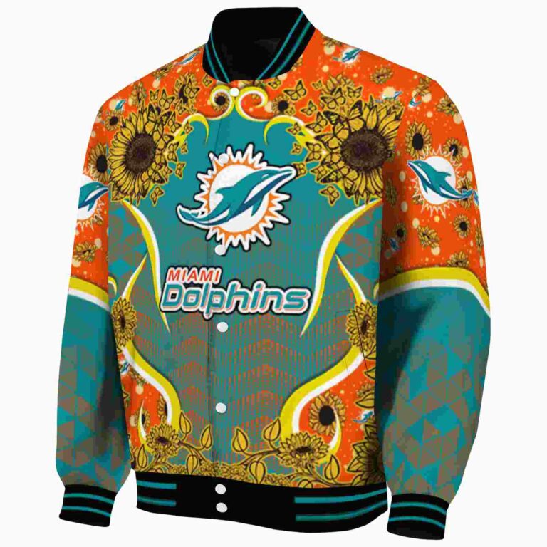 miami dolphins sunflower bloom aqua yellow jacket best selling