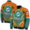 miami dolphins sunflower bloom aqua yellow jacket fashion forward