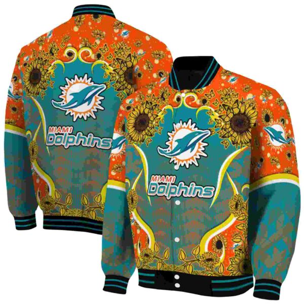 miami dolphins sunflower bloom aqua yellow jacket fashion forward
