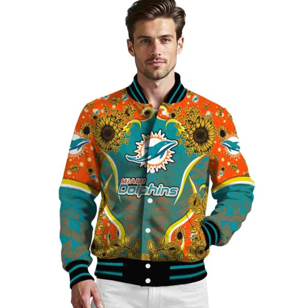 miami dolphins sunflower bloom aqua yellow jacket high quality