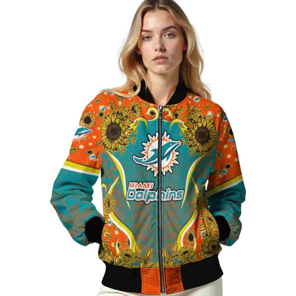 miami dolphins sunflower bloom aqua yellow jacket latest model
