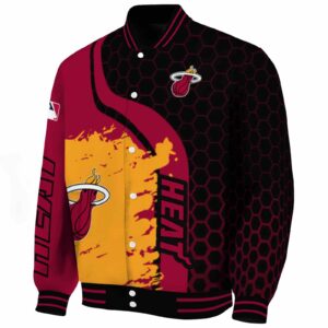 miami heat hexagonal pattern red black jacket best selling