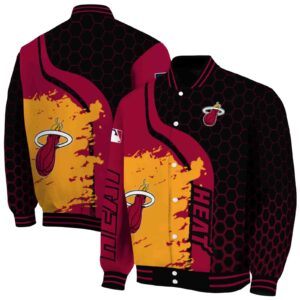 miami heat hexagonal pattern red black jacket fashion forward