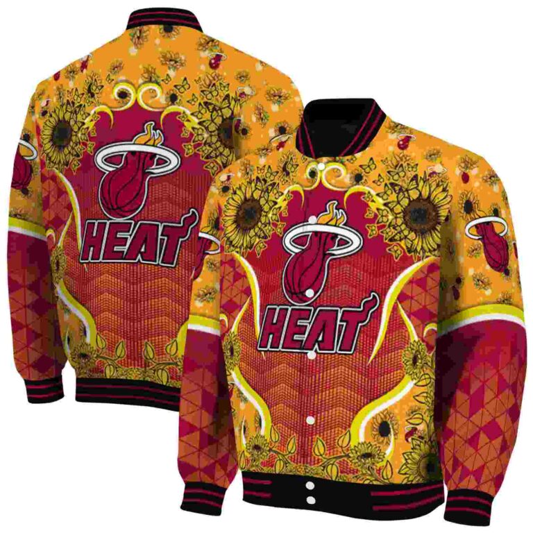 miami heat sunflower bloom red yellow jacket fashion forward