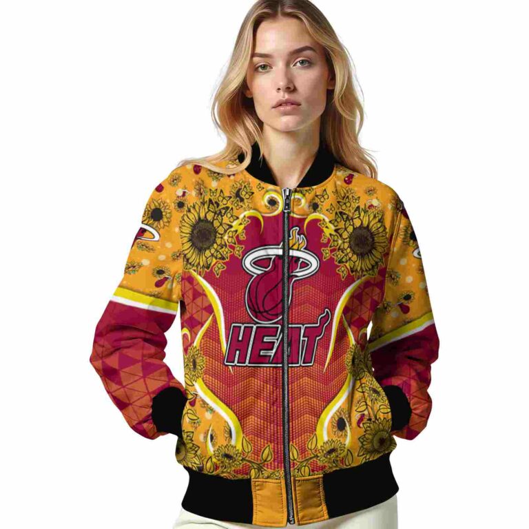miami heat sunflower bloom red yellow jacket latest model