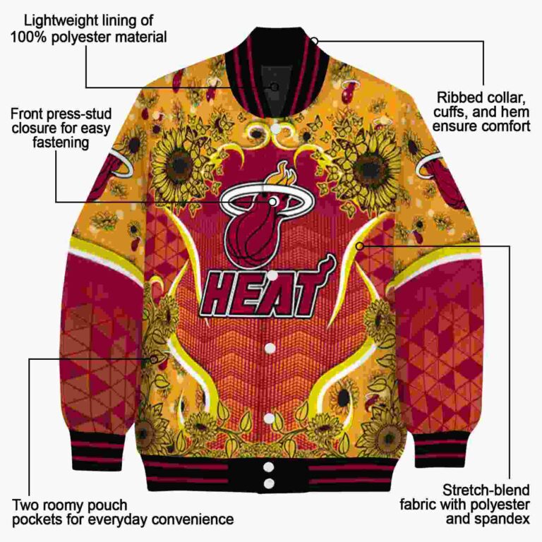 miami heat sunflower bloom red yellow jacket new arrival