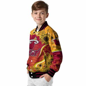 miami heat sunflower bloom red yellow jacket trendy