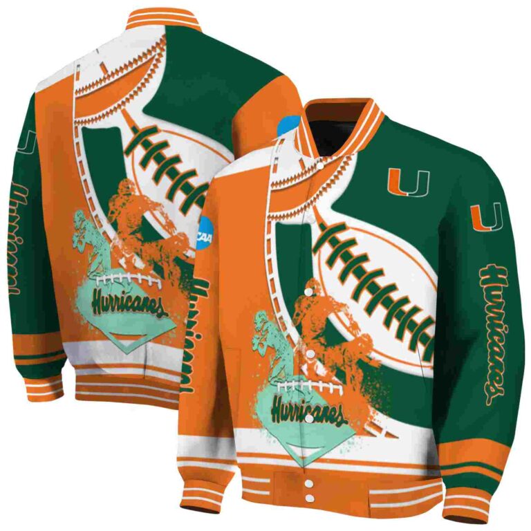 miami hurricanes baseball stitching green white jacket fashion forward