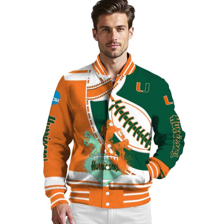 miami hurricanes baseball stitching green white jacket high quality