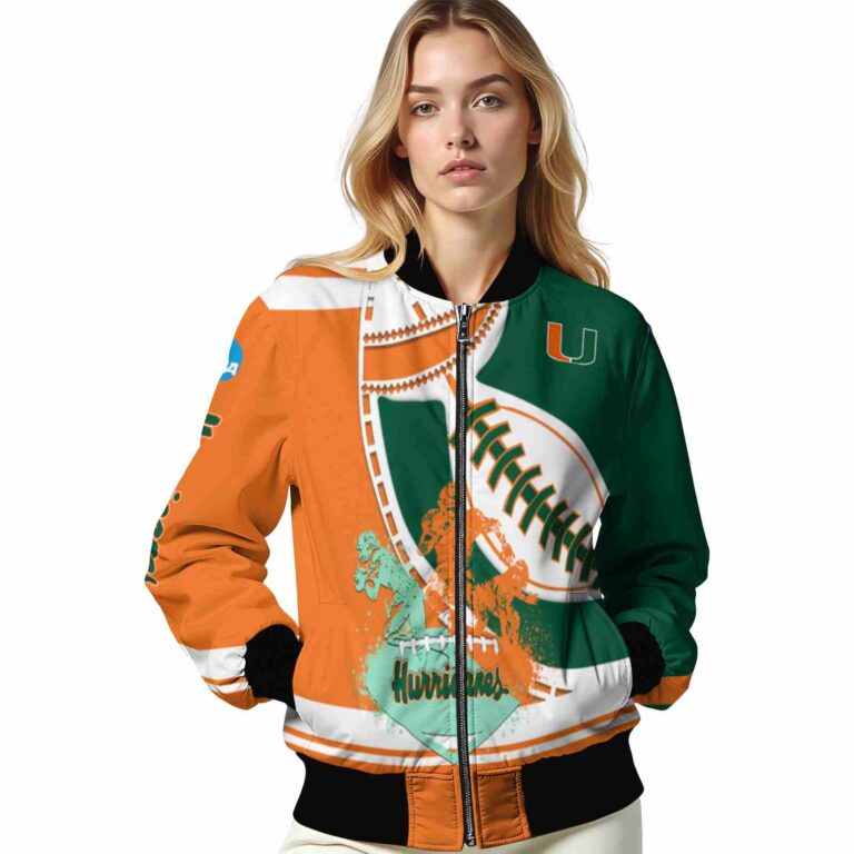 miami hurricanes baseball stitching green white jacket latest model