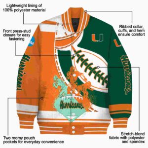 miami hurricanes baseball stitching green white jacket new arrival