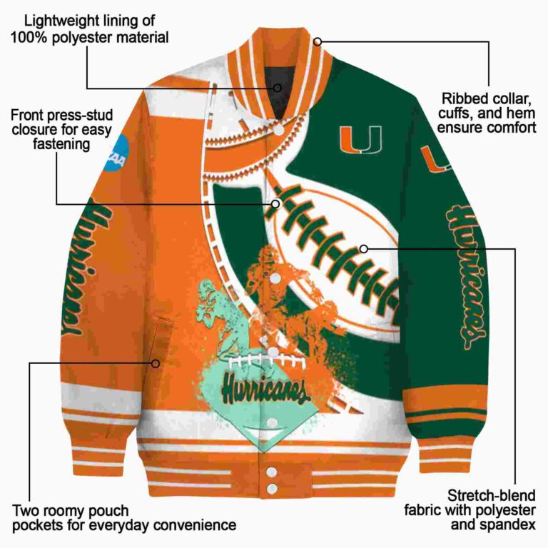 miami hurricanes baseball stitching green white jacket new arrival