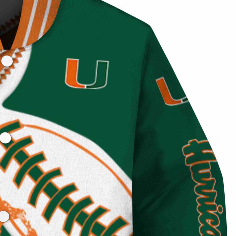 miami hurricanes baseball stitching green white jacket premium grade