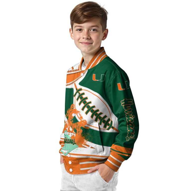 miami hurricanes baseball stitching green white jacket trendy