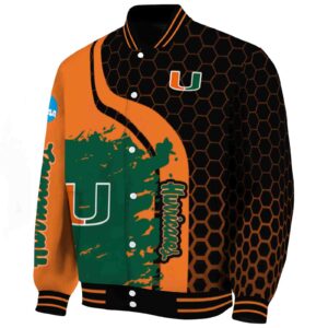 miami hurricanes hexagonal pattern orange black jacket best selling