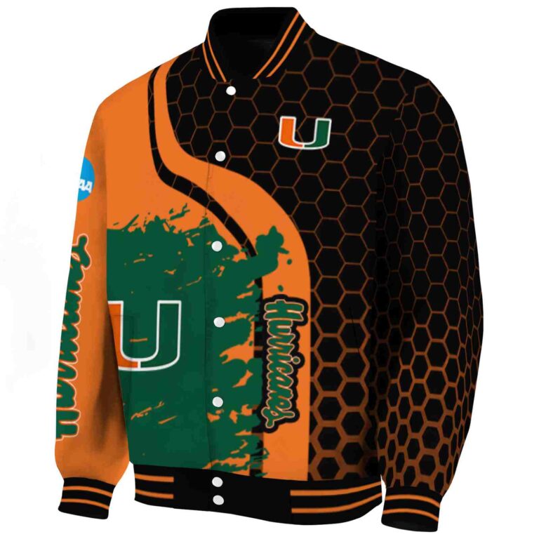 miami hurricanes hexagonal pattern orange black jacket best selling