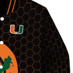 miami hurricanes hexagonal pattern orange black jacket premium grade