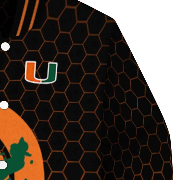 miami hurricanes hexagonal pattern orange black jacket premium grade